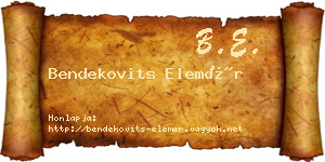 Bendekovits Elemér névjegykártya
