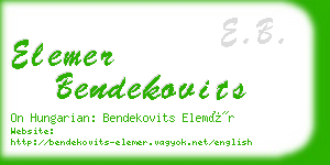 elemer bendekovits business card